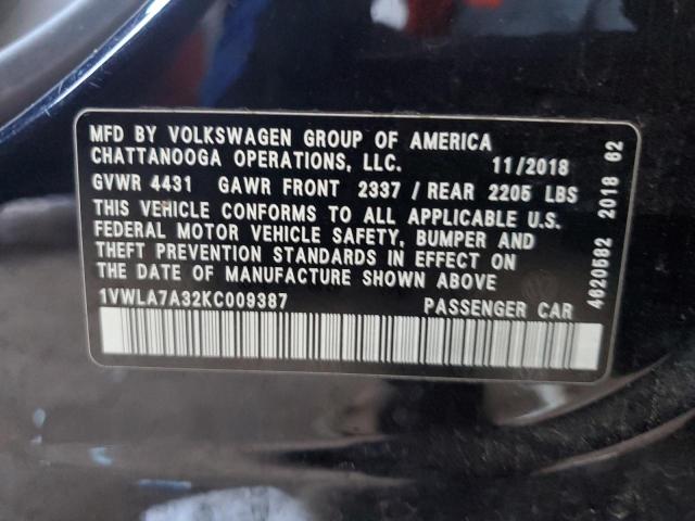 1VWLA7A32KC009387 Volkswagen Passat WOL 12