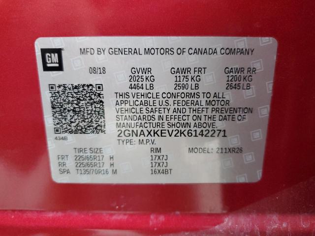 2GNAXKEV2K6142271 2019 Chevrolet Equinox Lt