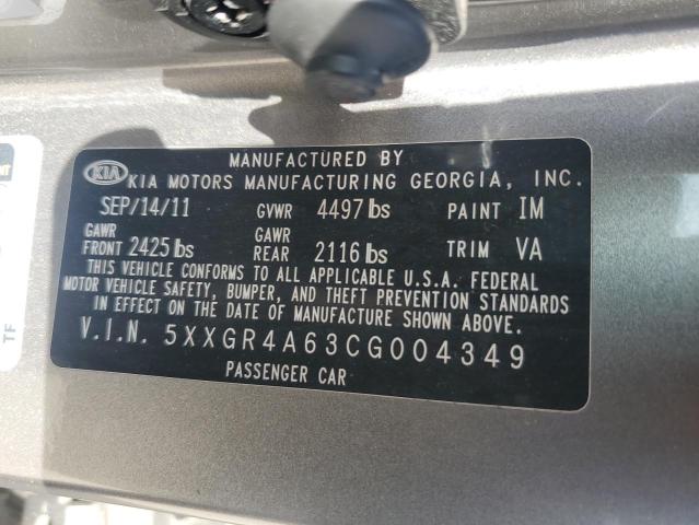 2012 Kia Optima Sx VIN: 5XXGR4A63CG004349 Lot: 74973853