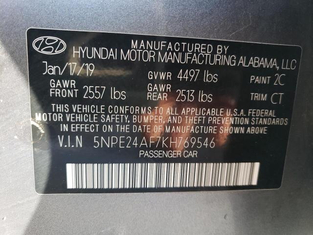 5NPE24AF7KH769546 | 2019 HYUNDAI SONATA SE