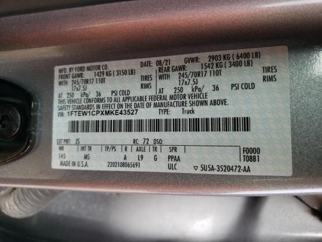 1FTEW1CPXMKE43527 Ford F150 Supercrew
