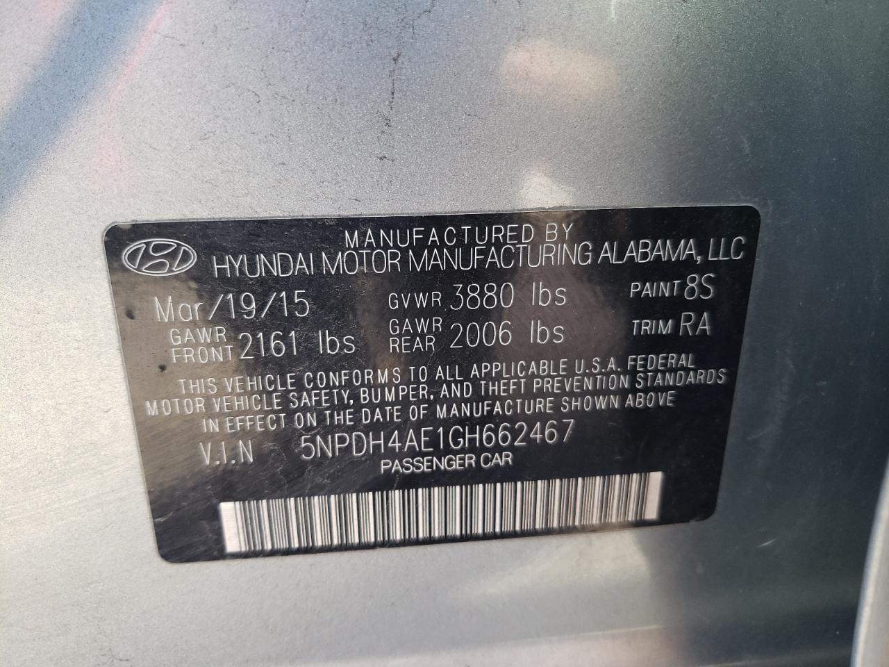 5NPDH4AE1GH662467 2016 Hyundai Elantra Se