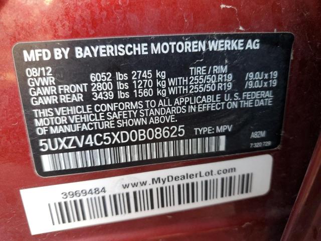 VIN 5UXZV4C5XD0B08625 2013 BMW X5, Xdrive35I no.14