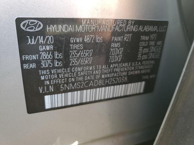 5NMS2CAD8LH252038 | 2020 HYUNDAI SANTA FE S