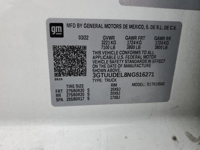  GMC SIERRA 2022 Білий