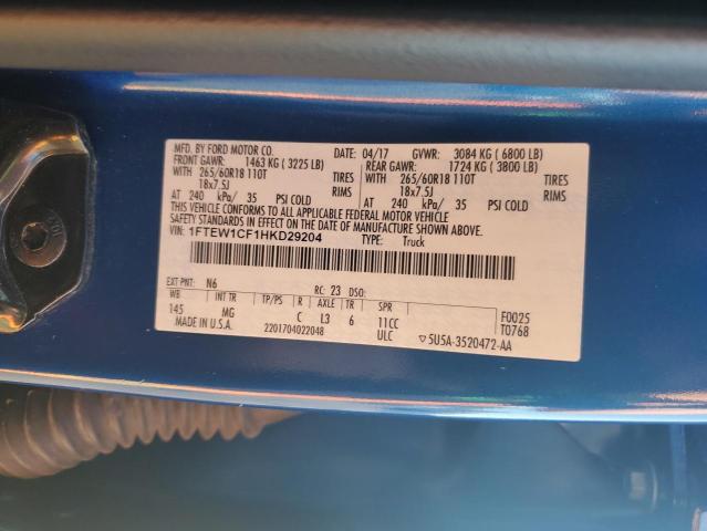 1FTEW1CF1HKD29204 Ford F150 Supercrew