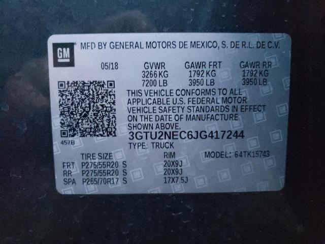 3GTU2NEC6JG417244 | 2018 GMC SIERRA K15