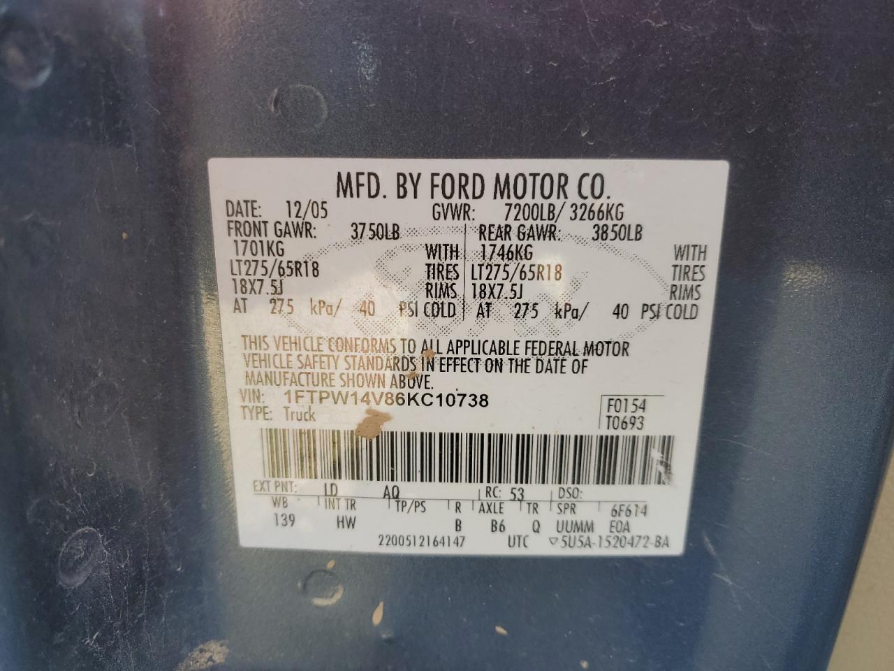 Lot #2792271254 2006 FORD FORD