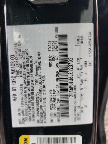 3FA6P0LU6LR123705 | 2020 FORD FUSION SE
