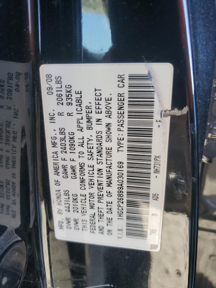 1HGCP26899A030169 2009 Honda Accord Exl