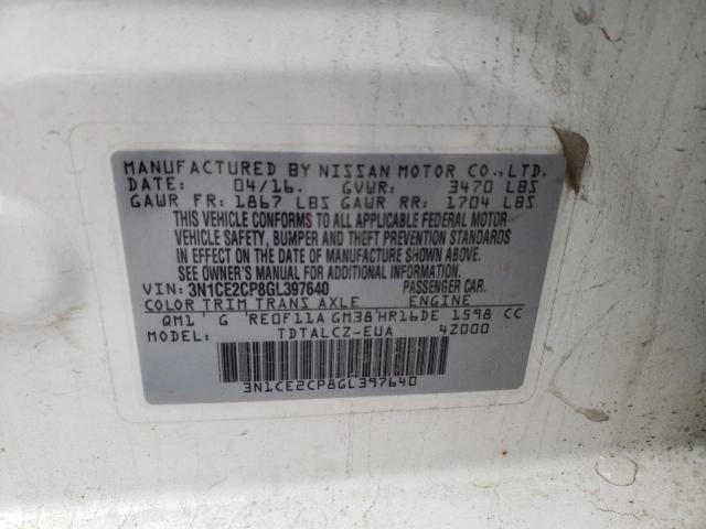 3N1CE2CP8GL397640 Nissan Versa Note S