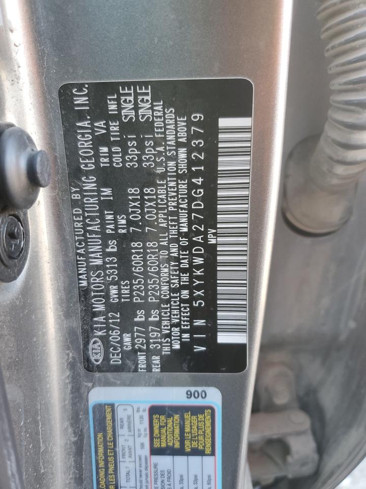 5XYKWDA27DG412379 2013 Kia Sorento Sx