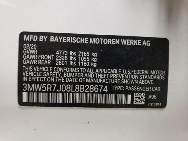 3MW5R7J08L8B28674 | 2020 BMW 330XI