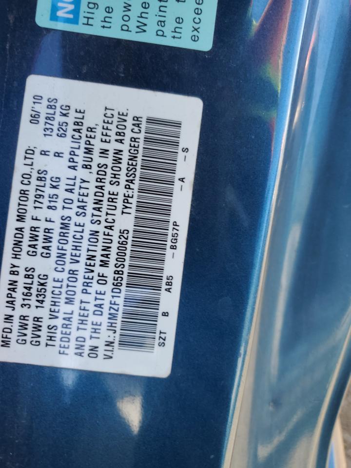 JHMZF1D65BS000625 2011 Honda Cr-Z Ex