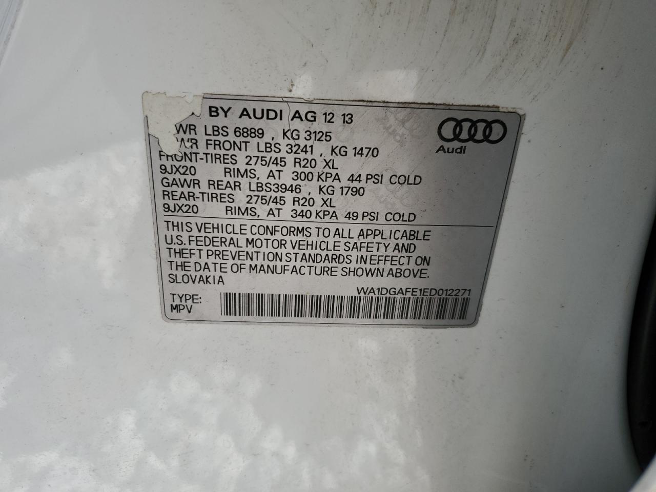 WA1DGAFE1ED012271 2014 Audi Q7 Prestige