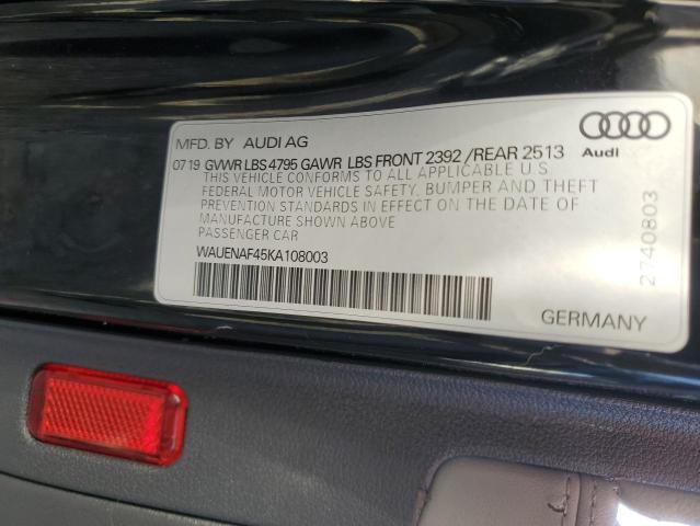 WAUENAF45KA108003 2019 AUDI A4, photo no. 12