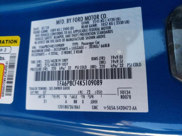 1FA6P8CF4K5109089 Ford MUSTANG GT