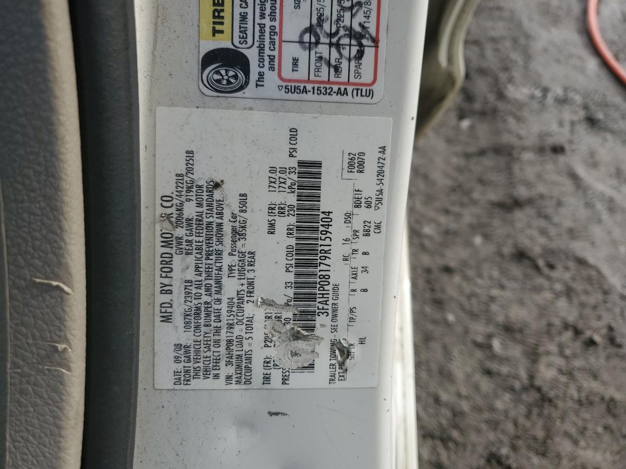 3FAHP08179R159404 2009 Ford Fusion Sel