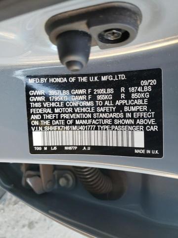 2021 HONDA CIVIC EX - SHHFK7H61MU401777