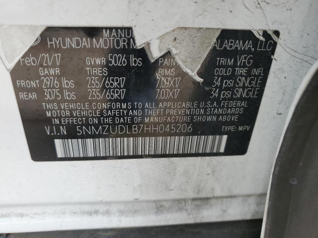 5NMZUDLB7HH045206 | 2017 HYUNDAI SANTA FE S