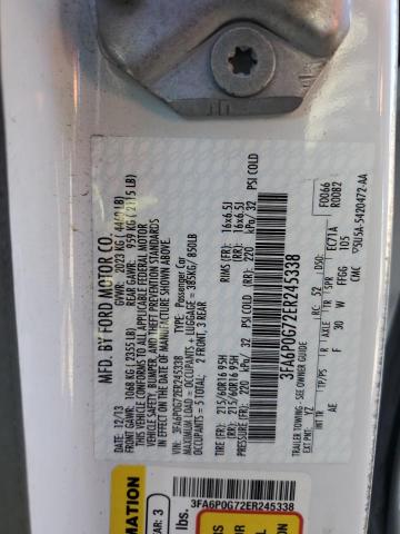 3FA6P0G72ER245338 | 2014 FORD FUSION S