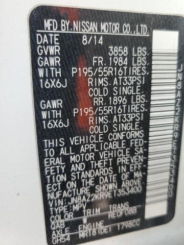 JN8AZ2KR9ET353400 2014 Nissan Cube S