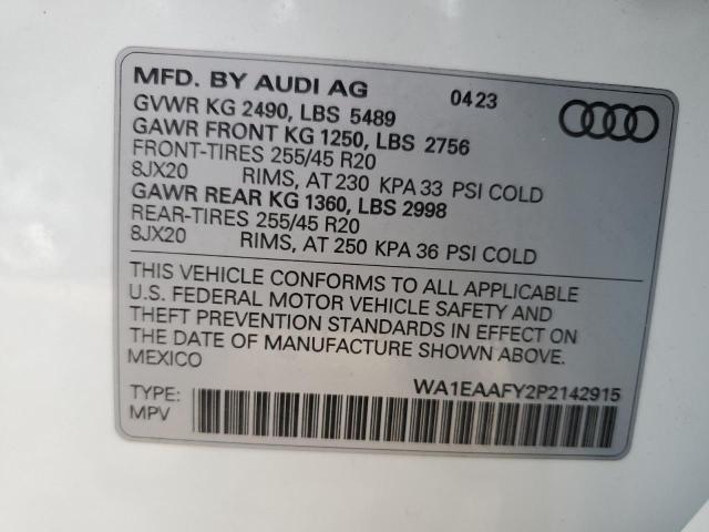 WA1EAAFY2P2142915 | 2023 AUDI Q5 PREMIUM