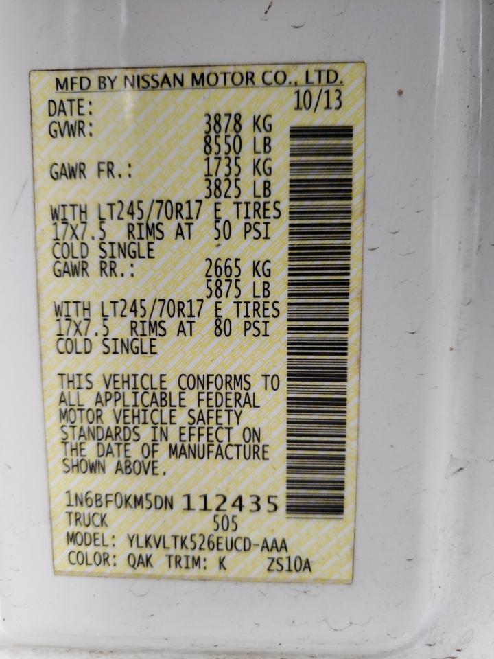 1N6BF0KM5DN112435 2013 Nissan Nv 1500