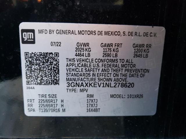 3GNAXKEV1NL278620 | 2022 CHEVROLET EQUINOX LT