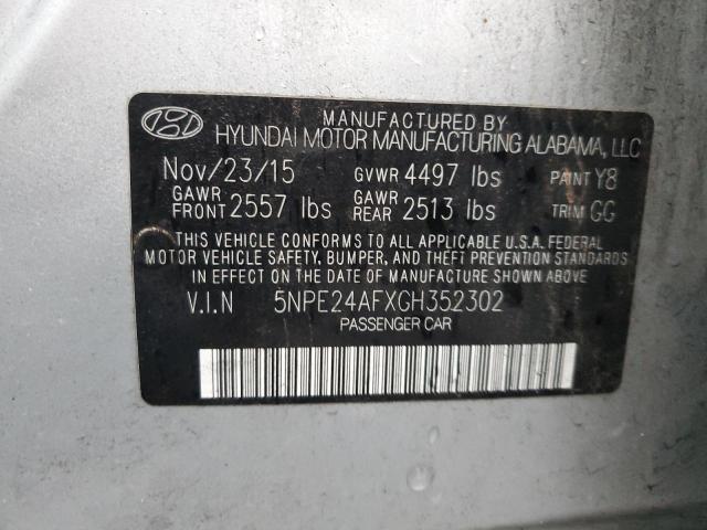 2016 Hyundai Sonata Se 2.4L(VIN: 5NPE24AFXGH352302