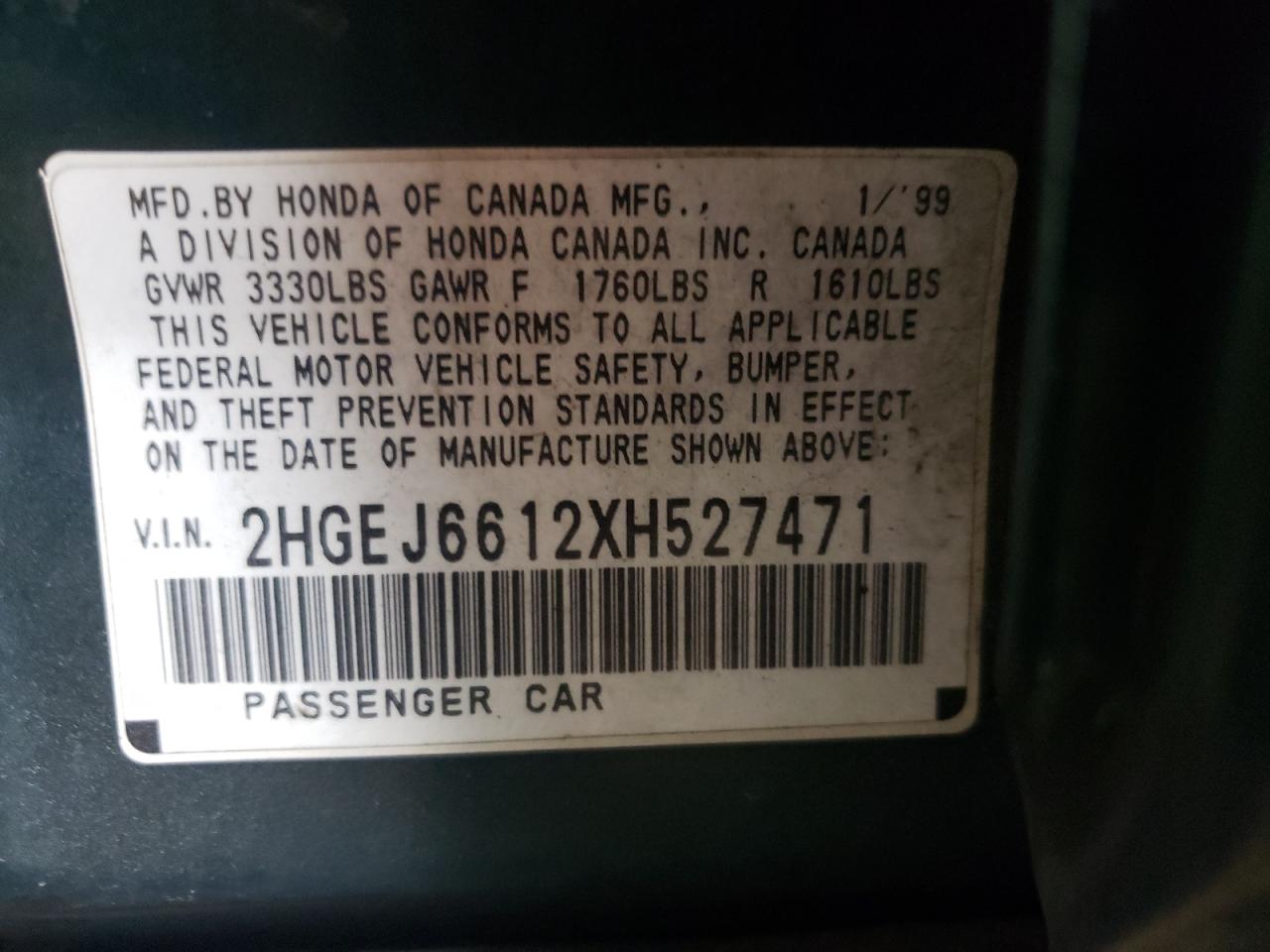 2HGEJ6612XH527471 1999 Honda Civic Base