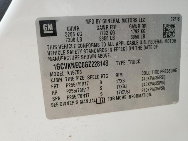 1GCVKNEC0GZ228148 | 2016 CHEVROLET SILVERADO