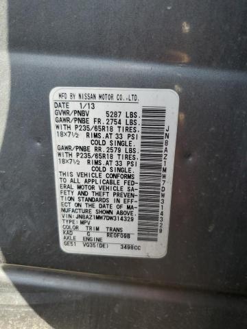 JN8AZ1MW7DW314329 2013 Nissan Murano S