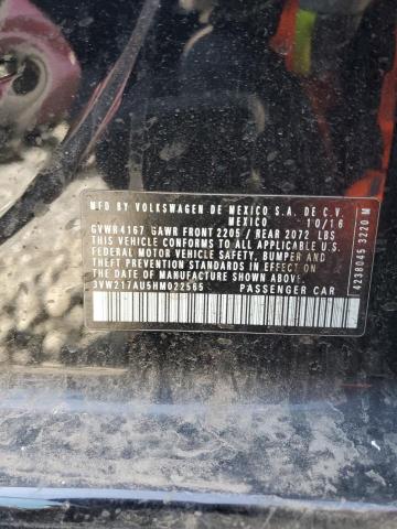 2017 Volkswagen Golf S VIN: 3VW217AU5HM022565 Lot: 78087043