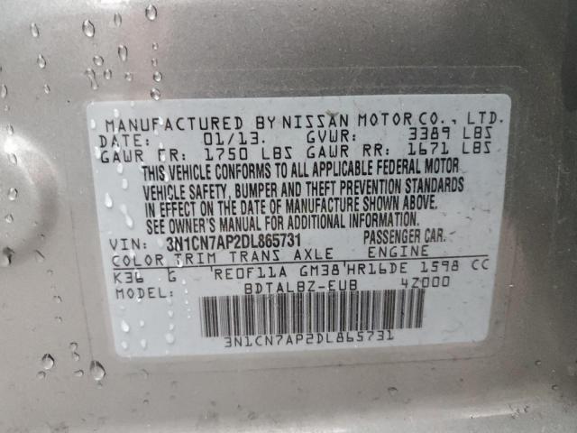 Image 12 of 2013 Nissan Versa salvage vehicle - Lot #78240573 at Copart