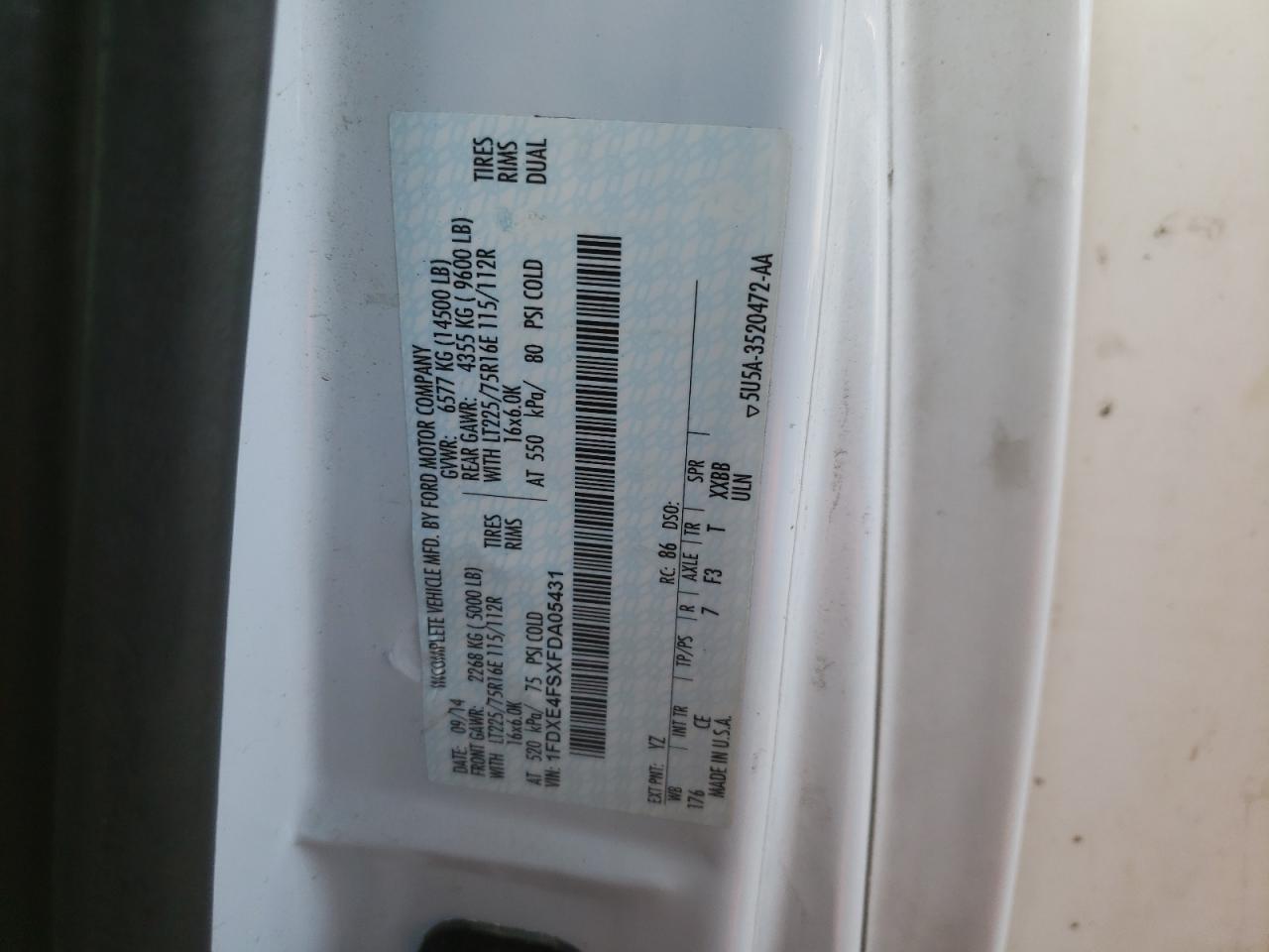 1FDXE4FSXFDA05431 2015 Ford Econoline E450 Super Duty Cutaway Van 1FDXE4FSXFDA05431 2015 Ford Econoline E450 Super Duty Cutaway Van