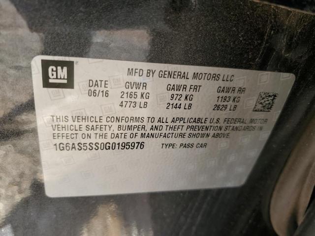 2016 CADILLAC CTS PERFOR - 1G6AS5SS0G0195976