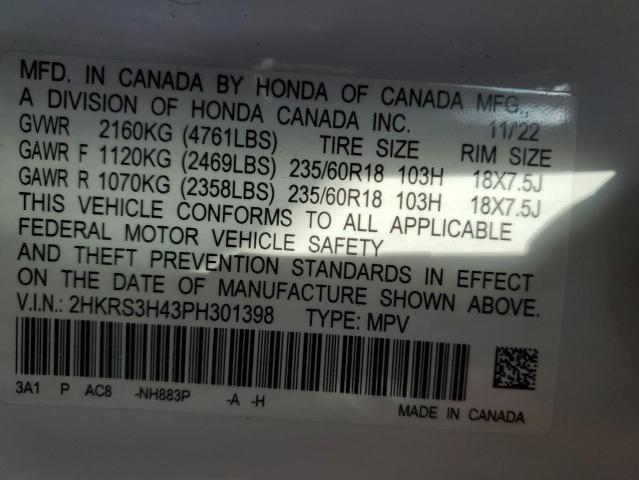 2HKRS3H43PH301398 | 2023 Honda cr-v ex