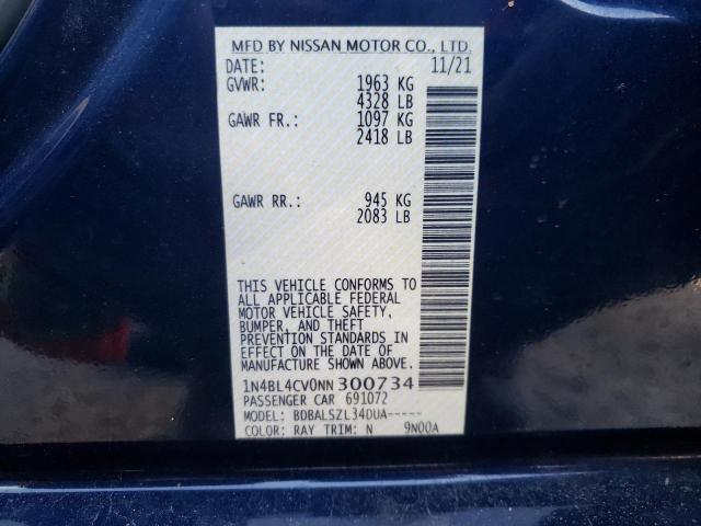 1N4BL4CV0NN300734 | 2022 NISSAN ALTIMA SR