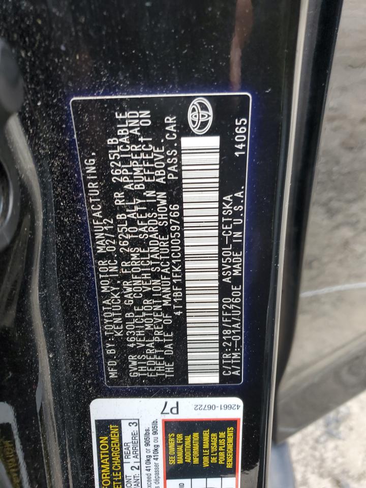 4T1BF1FK1CU059766 2012 Toyota Camry Base