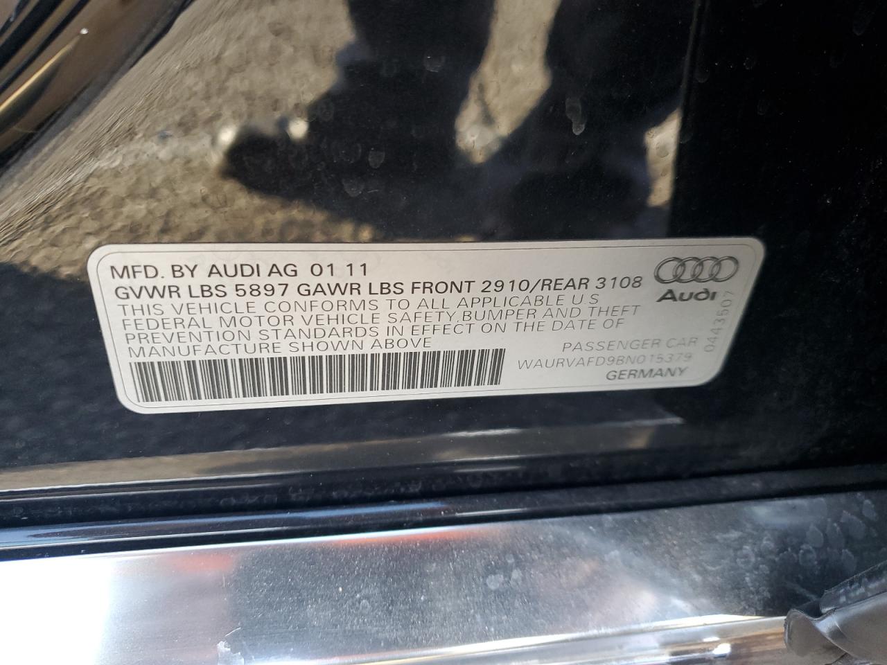 waurvafd9bn015379 WAURVAFD9BN015379 2011 Audi A8 L Quattro