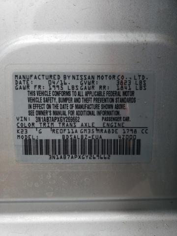 3N1AB7APXGY269662 | 2016 NISSAN SENTRA S