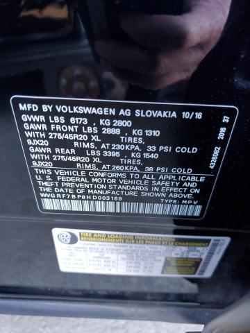 2017 VOLKSWAGEN TOUAREG WO WVGRF7BP8HD003169