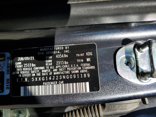 5XXG14J23NG091189 KIA K5 LXS