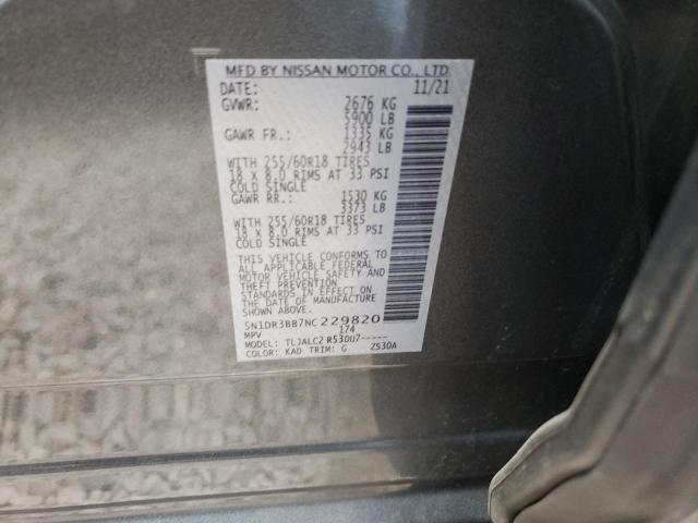 5N1DR3BB7NC229820 Nissan Pathfinder Sv
