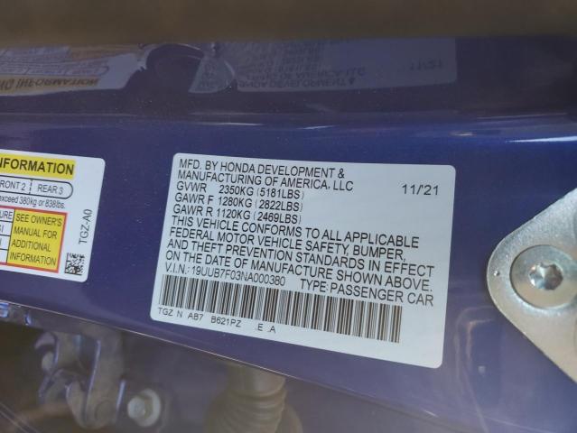 2022 ACURA TLX TYPE S - 19UUB7F03NA000380