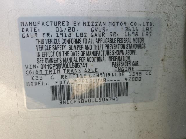 3N1CP5BV0LL505741 | 2020 NISSAN KICKS S