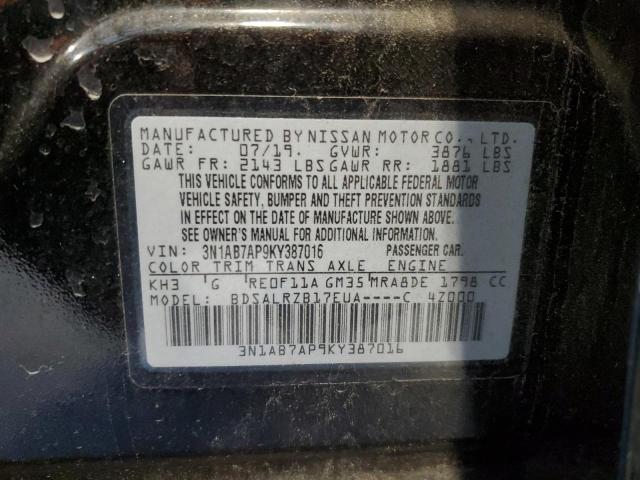 3N1AB7AP9KY387016 | 2019 NISSAN SENTRA S