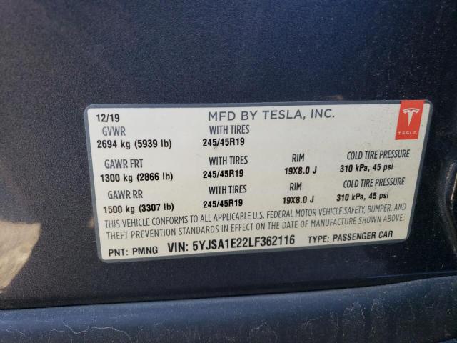 5YJSA1E22LF362116 | 2020 Tesla model s