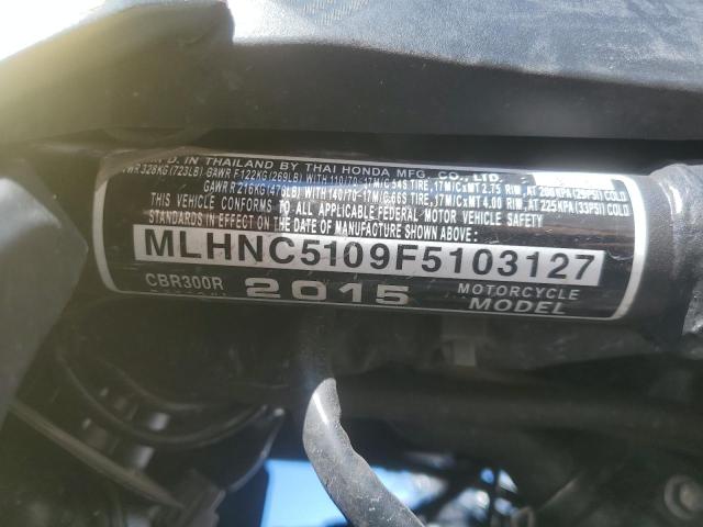 2015 HONDA CBR300 R MLHNC5109F5103127